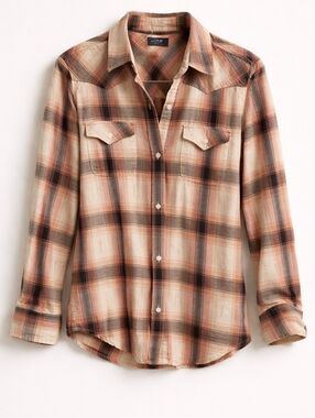 GAP Pink & Brown Western Flannel, M Tall, Long, Desert, Southwestern, Western